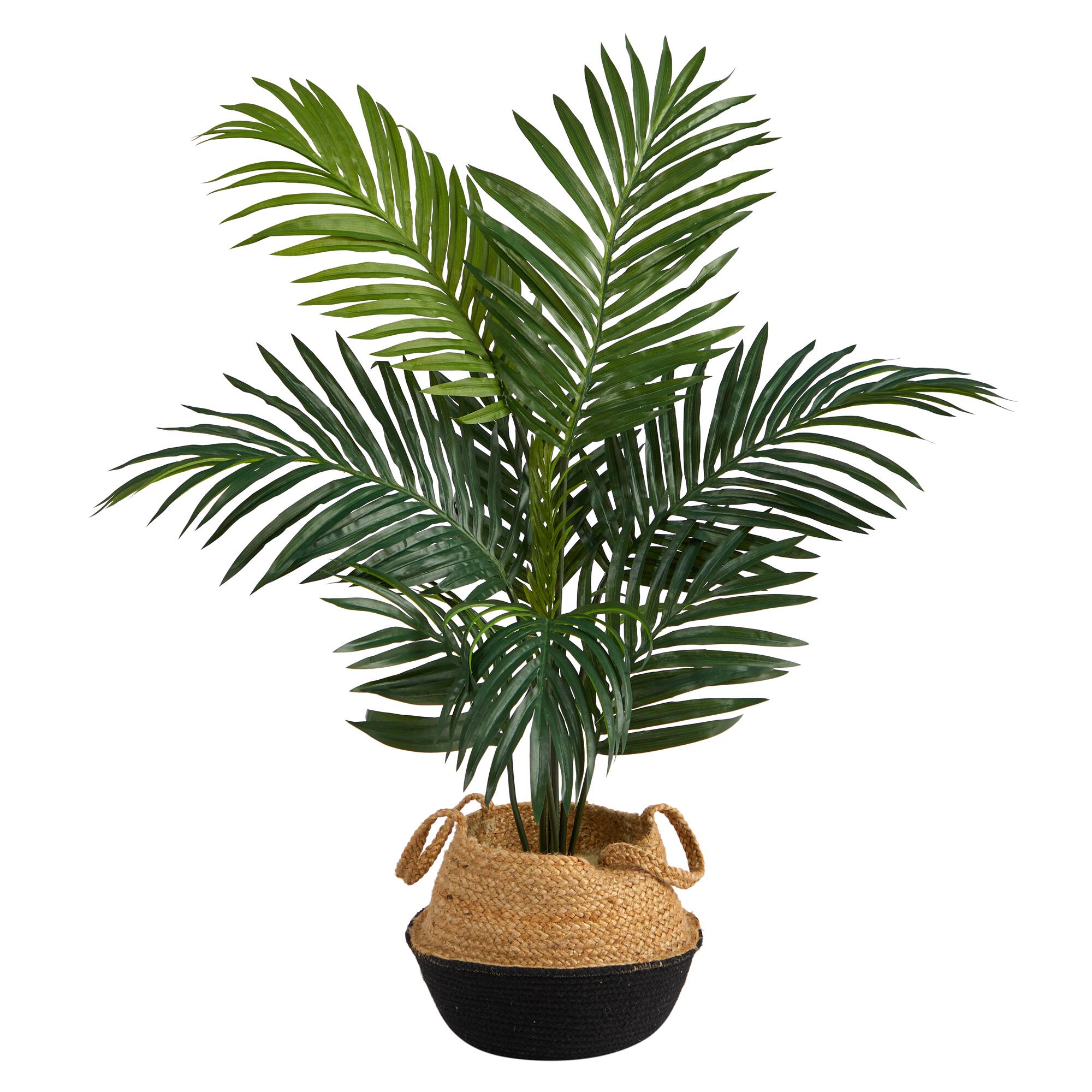 4ft. Kentia Palm Artificial Tree in Boho Chic Handmade Cotton & Jute Woven Planter